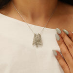 Load image into Gallery viewer, Baguette Bar Natural Diamond Pendant: 14k Solid Gold Geometric Necklace, IGI Certified, Ready To Ship