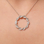 Load image into Gallery viewer, Twist Circle Natural Diamond Pendant: 14k Solid Gold Infinity Loop Necklace, IGI Certified, Ready To Ship