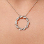 Load image into Gallery viewer, Twist Circle Natural Diamond Pendant: 14k Solid Gold Infinity Loop Necklace, Certified Jewelry