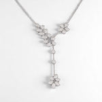 Load image into Gallery viewer, Floral Y-Drop Diamond Necklace, 14k Solid Gold, Natural Diamonds, Asymmetrical Flower Pear Shape Jewelry, Bridal Statement Necklace