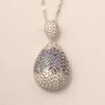 Load image into Gallery viewer, RainDrop Diamond Necklace, 14k Solid Gold, Natural Diamond, Blue Sapphire Gemstone Pendant, Statement Pendant, Cocktail Iced Out Jewelry