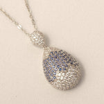 Load image into Gallery viewer, RainDrop Diamond Necklace, 14k Solid Gold, Natural Diamond, Blue Sapphire Gemstone Pendant, Statement Pendant, Cocktail Iced Out Jewelry