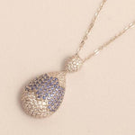 Load image into Gallery viewer, RainDrop Diamond Necklace, 14k Solid Gold, Natural Diamond, Blue Sapphire Gemstone Pendant, Statement Pendant, Cocktail Iced Out Jewelry