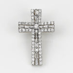 Load image into Gallery viewer, Diamond Cross Pendant, 14k Solid Gold, Natural Diamonds, Baguette Necklace With Adjustable Chain, Communion Religious Jewelry, Faith Pendant