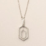 Load image into Gallery viewer, Hexagonal Diamond Pendant Necklace, 14k Solid Gold, Natural Diamonds, Double Halo Statement Pendant, Geometric Stacking Chain Jewelry