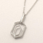 Load image into Gallery viewer, Hexagonal Diamond Pendant Necklace, 14k Solid Gold, Natural Diamonds, Double Halo Statement Pendant, Geometric Stacking Chain Jewelry