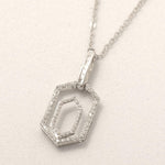 Load image into Gallery viewer, Hexagonal Diamond Pendant Necklace, 14k Solid Gold, Natural Diamonds, Double Halo Statement Pendant, Geometric Stacking Chain Jewelry