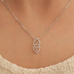 Load image into Gallery viewer, Double Teardrop Diamond Necklace, 14k Solid Gold, Natural Diamond, Intertwined Pear Minimalistic Pendant, Stackable Layering Jewelry