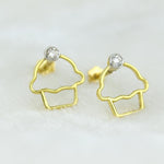 Load image into Gallery viewer, Kids Cupcake Diamond Stud Earrings, 14k Solid Gold, Natural Diamonds, Sweet Treat Jewelry, Gift for girls, Ready To Ship, HRD Certified