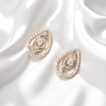 Load image into Gallery viewer, Teardrop Rose Diamond Stud Earrings, 14k Solid Gold, Natural Diamonds, Cluster Pave Setting, Everyday Minimalistic Earrings