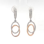 Load image into Gallery viewer, Interlocking Oval Dangle Diamond Earrings, 14k Solid Gold, Natural Diamond, Two Tone Drop Earring, Wedding Bridal Jewelry, Statement Dangler