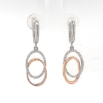 Load image into Gallery viewer, Interlocking Oval Dangle Diamond Earrings, 14k Solid Gold, Natural Diamond, Two Tone Drop Earring, Wedding Bridal Jewelry, Statement Dangler