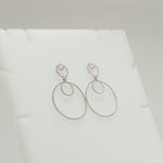 Load image into Gallery viewer, Circle Drop Dangle Diamond Earrings, 14k Solid Gold, Natural Diamonds, Layered Dangle Jewelry, Bridal Statement Earrings, Minimalist Dangler