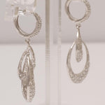 Load image into Gallery viewer, Teardrop Diamond Dangle Earrings, 14k Solid Gold, Natural Diamonds, Open Lattice Drop Jewelry, Bridal Statement Earrings, Modern Dangles