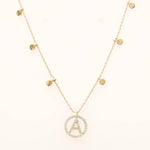 Load image into Gallery viewer, Personalized Disc Initial Necklace, 14k Solid Gold, Natural Diamond, Everyday Layering Pendant, Custom Minimal Letter pendant, Ready To Ship