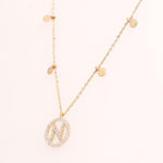 Load image into Gallery viewer, Personalized Disc Initial Necklace, 14k Solid Gold, Natural Diamond, Everyday Layering Pendant, Custom Minimal Letter pendant, Ready To Ship