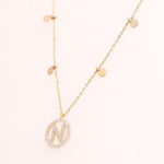 Load image into Gallery viewer, Personalized Disc Initial Necklace, 14k Solid Gold, Natural Diamond, Everyday Layering Pendant, Custom Minimal Letter pendant, Ready To Ship