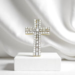 Load image into Gallery viewer, Diamond Cross Pendant, 14k Solid Gold, Natural Diamonds, Baguette Necklace With Adjustable Chain, Communion Religious Jewelry, Faith Pendant