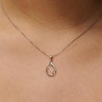 Load image into Gallery viewer, Teardrop Diamond Necklace, 14k Solid Gold, Natural Diamond, Minimalistic Stackable Pendant, Abstract Layer Necklace, Openwork Pavé Jewelry