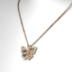 Load image into Gallery viewer, Butterfly Diamond Necklace, 14k Solid Gold, Natural Diamonds, Multicolor Gemstone Stacking Pendant, Statement Animal Chain Necklace