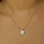 Load image into Gallery viewer, Pear Cluster Diamond Pendant, 14k Solid Gold, Teardrop Halo Illusion Chain Necklace, Natural Diamonds, Stackable Jewelry, Wedding Jewelry