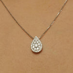 Load image into Gallery viewer, Pear Cluster Diamond Pendant, 14k Solid Gold, Teardrop Halo Illusion Chain Necklace, Natural Diamonds, Stackable Jewelry, Wedding Jewelry