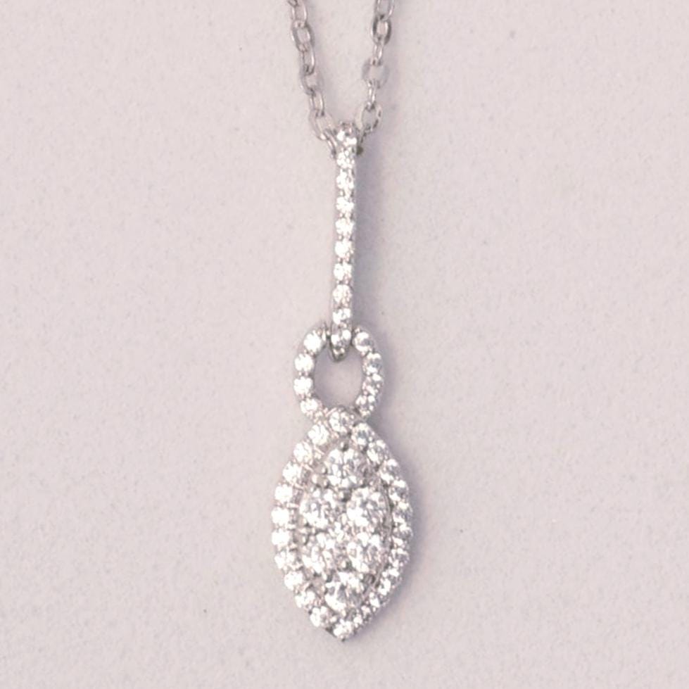 Halo Eye Illusion Diamond Pendant Necklace, 14k Solid Gold, Natural Diamonds, Marquise Cluster Chain Pendant, Minimalist Stackable Jewelry