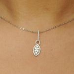 Load image into Gallery viewer, Halo Eye Illusion Diamond Pendant Necklace, 14k Solid Gold, Natural Diamonds, Marquise Cluster Chain Pendant, Minimalist Stackable Jewelry