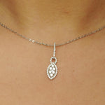 Load image into Gallery viewer, Halo Eye Illusion Diamond Pendant Necklace, 14k Solid Gold, Natural Diamonds, Marquise Cluster Chain Pendant, Minimalist Stackable Jewelry