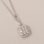 Load image into Gallery viewer, Halo Cushion Diamond Necklace, 14k Solid Gold, Natural Diamonds, Cluster Set Everyday Chain Pendant, Minimalist Stackable Jewelry