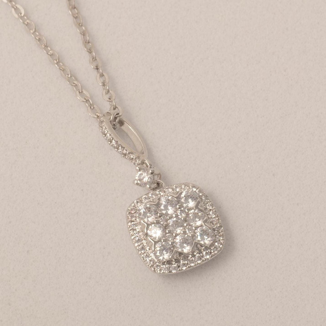 Halo Cushion Diamond Necklace, 14k Solid Gold, Natural Diamonds, Cluster Set Everyday Chain Pendant, Minimalist Stackable Jewelry