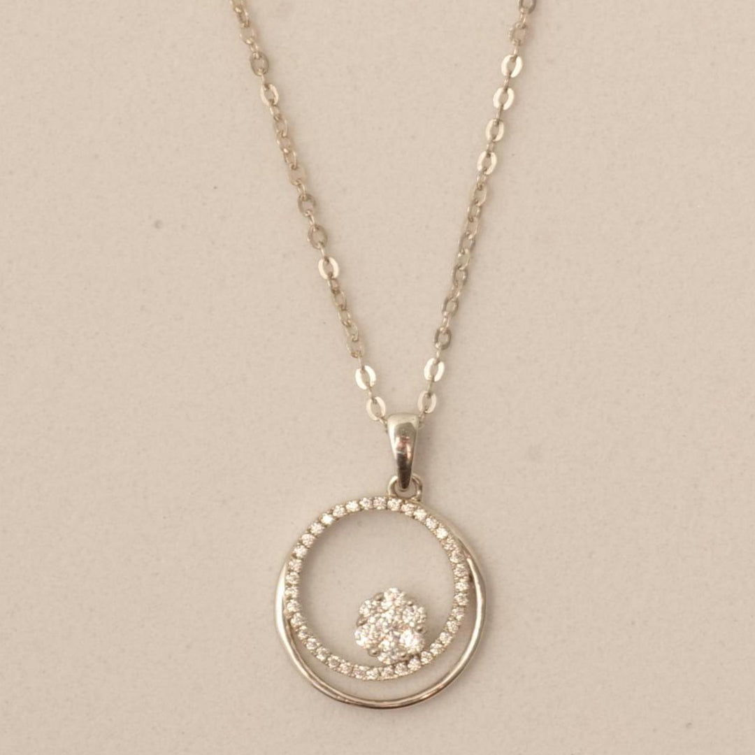 Double Circle Diamond Pendant Necklace, 14k Solid Gold, Natural Diamonds, Open Eternity Cluster  Pendant, Stacking Minimalist Chain Jewelry