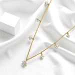 Load image into Gallery viewer, Starburst Diamond Station Necklace, 14k Solid Gold, Natural Diamonds, Stacking Minimalist Necklace, Dangling Charm Jewelry, Everyday Wear