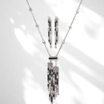 Load image into Gallery viewer, Art Deco Diamond Tassel Necklace With Earrings, 14k Solid Gold, Natural Diamonds, Black Onyx Gemstone Pendant, Cocktail Statement Jewelry