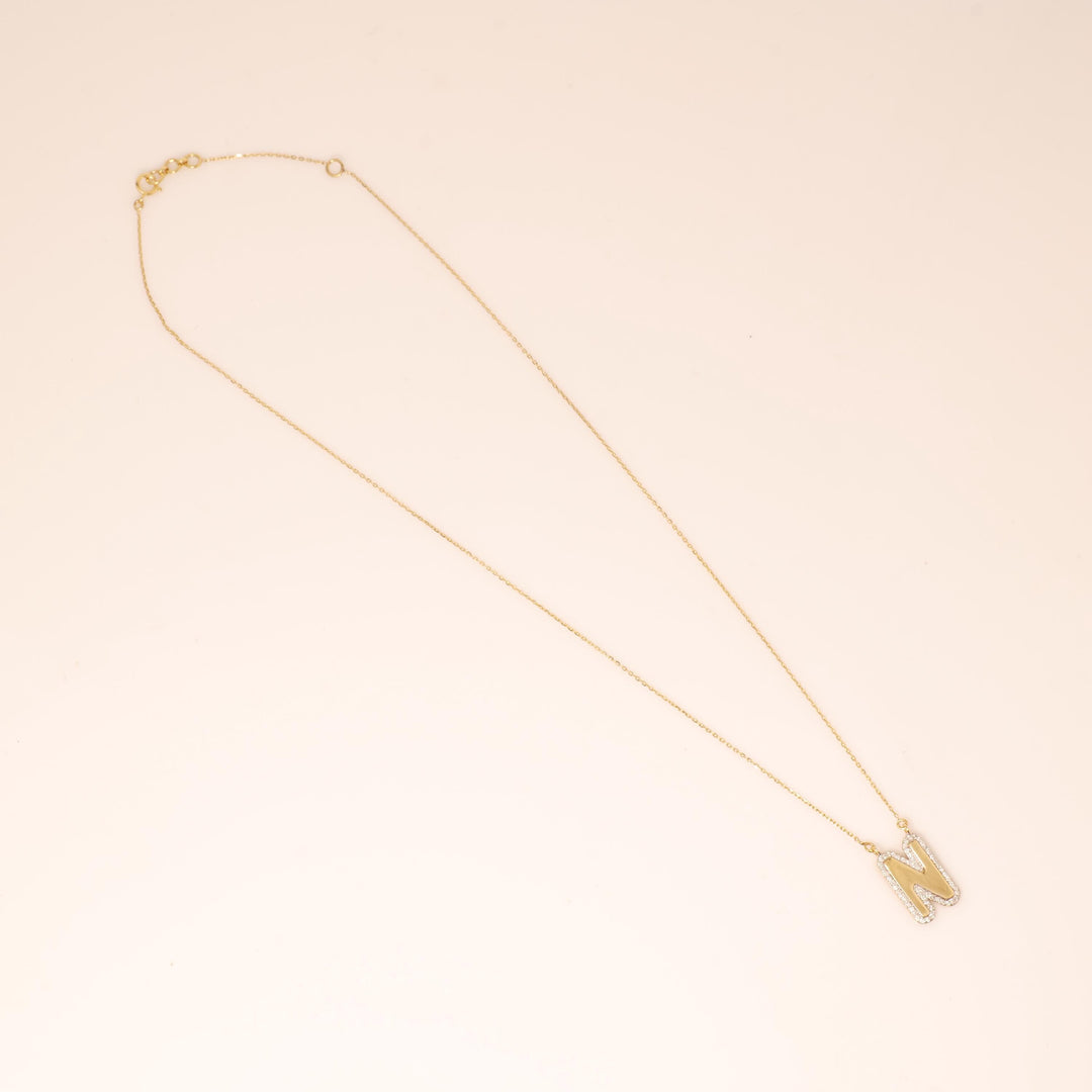 Personalized Initial Halo Diamond Necklace, 14k Solid Gold, Natural Diamonds, Custom Alphabet Pendant, Everyday Name Necklace, Ready To Ship