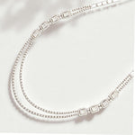 Load image into Gallery viewer, Layered Halo Diamond Necklace, 14k Solid Gold, Natural Diamonds, Bridal Baguette Illusion Statement Necklace, Wedding Stacking Jewelry