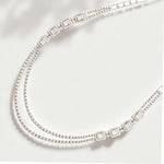 Load image into Gallery viewer, Layered Halo Diamond Necklace, 14k Solid Gold, Natural Diamonds, Bridal Baguette Illusion Statement Necklace, Wedding Stacking Jewelry