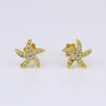 Load image into Gallery viewer, Kids Starfish Diamond Stud Earrings, 14k Solid Gold, Natural Diamonds, Gift for toddlers/girls/kids, Ready To Ship, HRD Certified