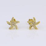 Load image into Gallery viewer, Kids Starfish Diamond Stud Earrings, 14k Solid Gold, Natural Diamonds, Gift for toddlers/girls/kids, Ready To Ship, HRD Certified