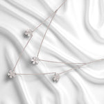 Load image into Gallery viewer, Layered Floral Diamond Necklace, 14k Solid Gold, Natural Diamonds, Floral Petal Setting Jewelry, Double Chain Necklace, Staement Jewelry