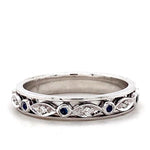 Load image into Gallery viewer, Blue Sapphires & Diamonds Eternity Band Ring, 14K Solid Gold, Natural Diamonds, Stacking Gold Band, Ready To Ship, Women's Day Gift