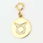 Load image into Gallery viewer, Taurus Horoscope Birth Sign Charm, 14k Solid Gold, Natural Diamonds, Zodiac Constellation Everyday Jewelry, Astrology Gift