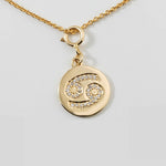 Load image into Gallery viewer, Cancer Horoscope Birth Sign Charm, 14k Solid Gold, Natural Diamonds, Zodiac Constellation Everyday Jewelry, Astrology Gift