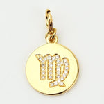 Load image into Gallery viewer, Virgo Horoscope Birth Sign Charm, 14k Solid Gold, Natural Diamonds, Zodiac Jewelry, Everyday Jewelry, Astrology Gift