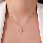 Load image into Gallery viewer, Star Cross Natural Diamond Cluster Pendant: 14k Solid Gold Minimalistic Everyday Jewellery, Certified Jewelry