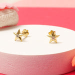 Load image into Gallery viewer, Kids Starry Diamond Stud Earrings, 14k Solid Gold, Natural Diamonds, Kids jewelry, Gift for toddlers/girls/kids