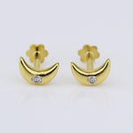 Load image into Gallery viewer, Kids Moon Diamond Stud Earrings, 14k Solid Gold, Natural Diamonds, Kids jewelry, Gift for toddlers/girls/kids, Ready To Ship