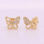 Load image into Gallery viewer, Kids Winged Butterfly Diamond Stud Earrings, 14k Solid Gold, Natural Diamonds, Kids Animal jewelry, Gift for toddlers/girls/kids