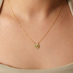 Load image into Gallery viewer, Personalized Medallion Initial Diamond Necklace, 14k Solid Gold, Natural Diamonds, Everyday Layering Pendant, Sunburst Letter, Ready To Ship