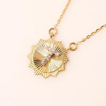 Load image into Gallery viewer, Personalized Medallion Initial Diamond Necklace, 14k Solid Gold, Natural Diamonds, Everyday Layering Pendant, Sunburst Letter, Ready To Ship